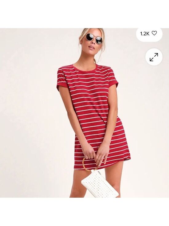 Lulus Dresses & Skirts - Lulus Red & White Striped Mini T-Shirt Dress S